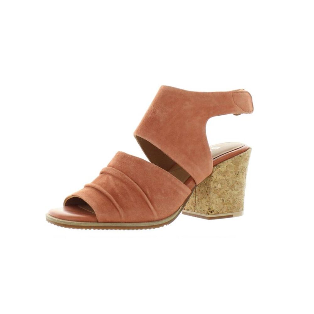 SAVA Womens Orange Ankle Strap Becca Square Toe Block Heel Leather Sandals 38 M
